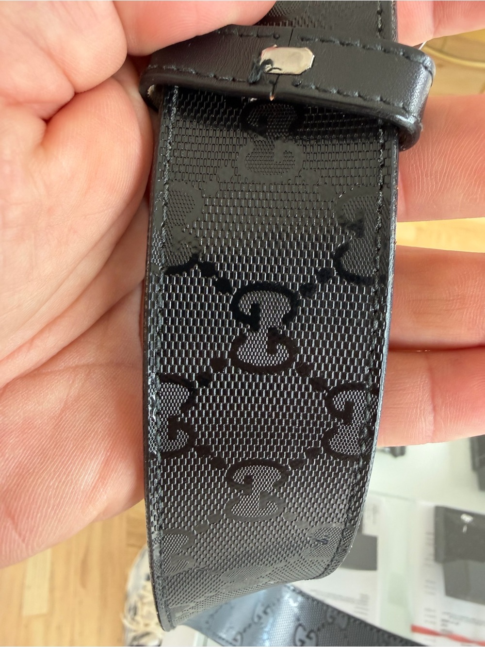 Gucci interlocking G Buckle on Black Monogram Leather belt - Picture 4 of 9